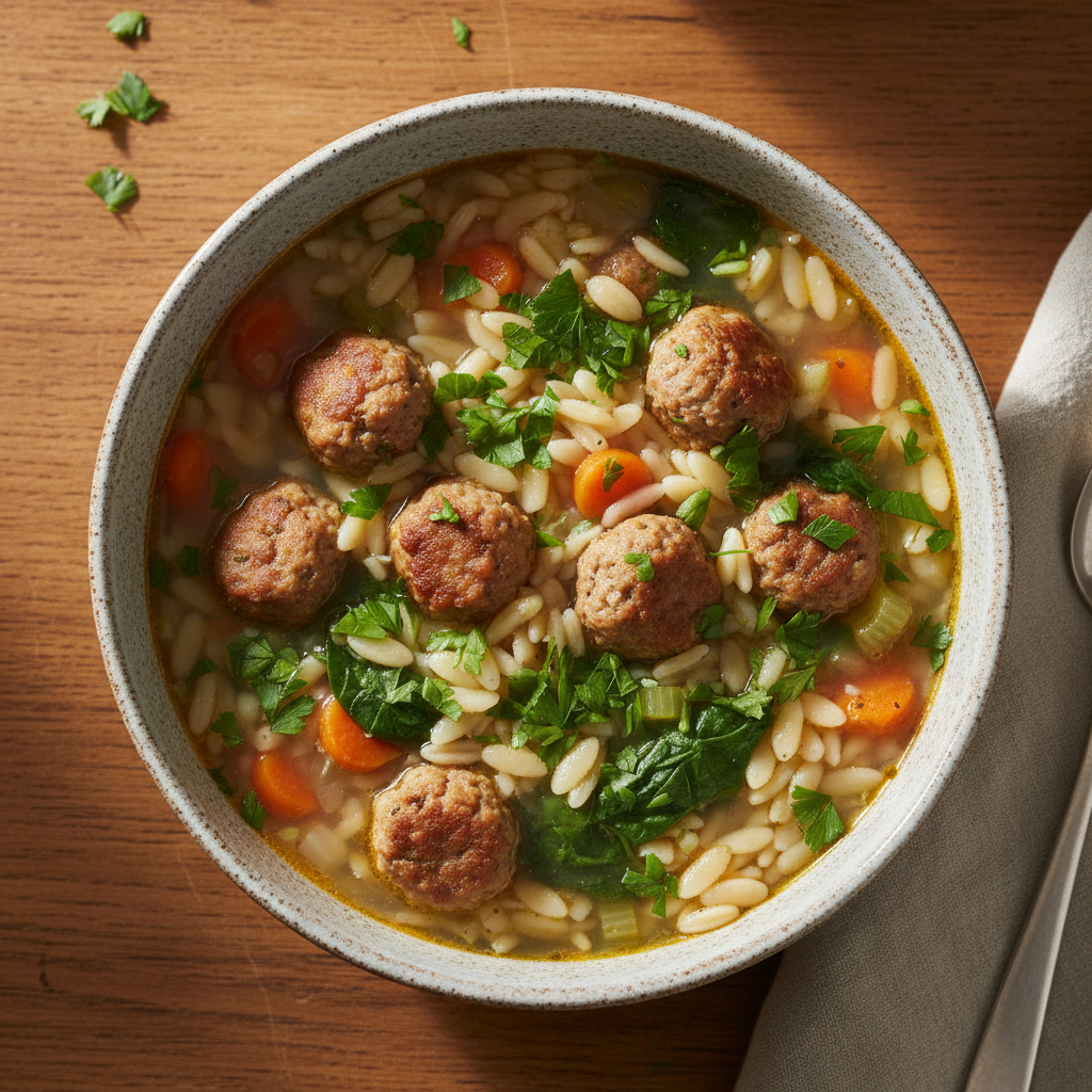 Comforting Turkey Meatball and Orzo Soup (UK)