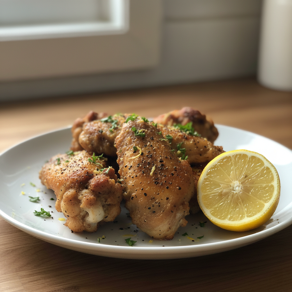 Crispy Lemon & Pepper Chicken Wings – Air Fryer