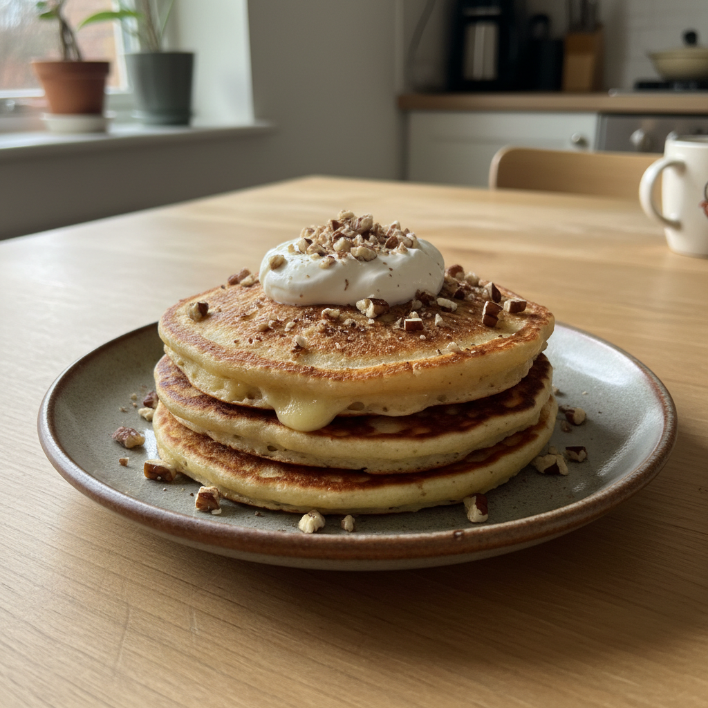 Quick Savoury Fontina Pancakes with Pecan Nuts
