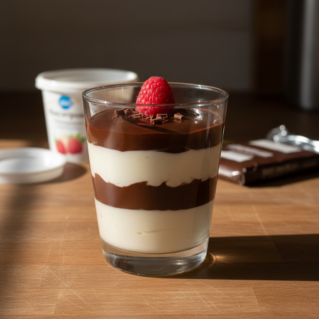 Easy Vanilla Bavarian with Dark Chocolate Cream