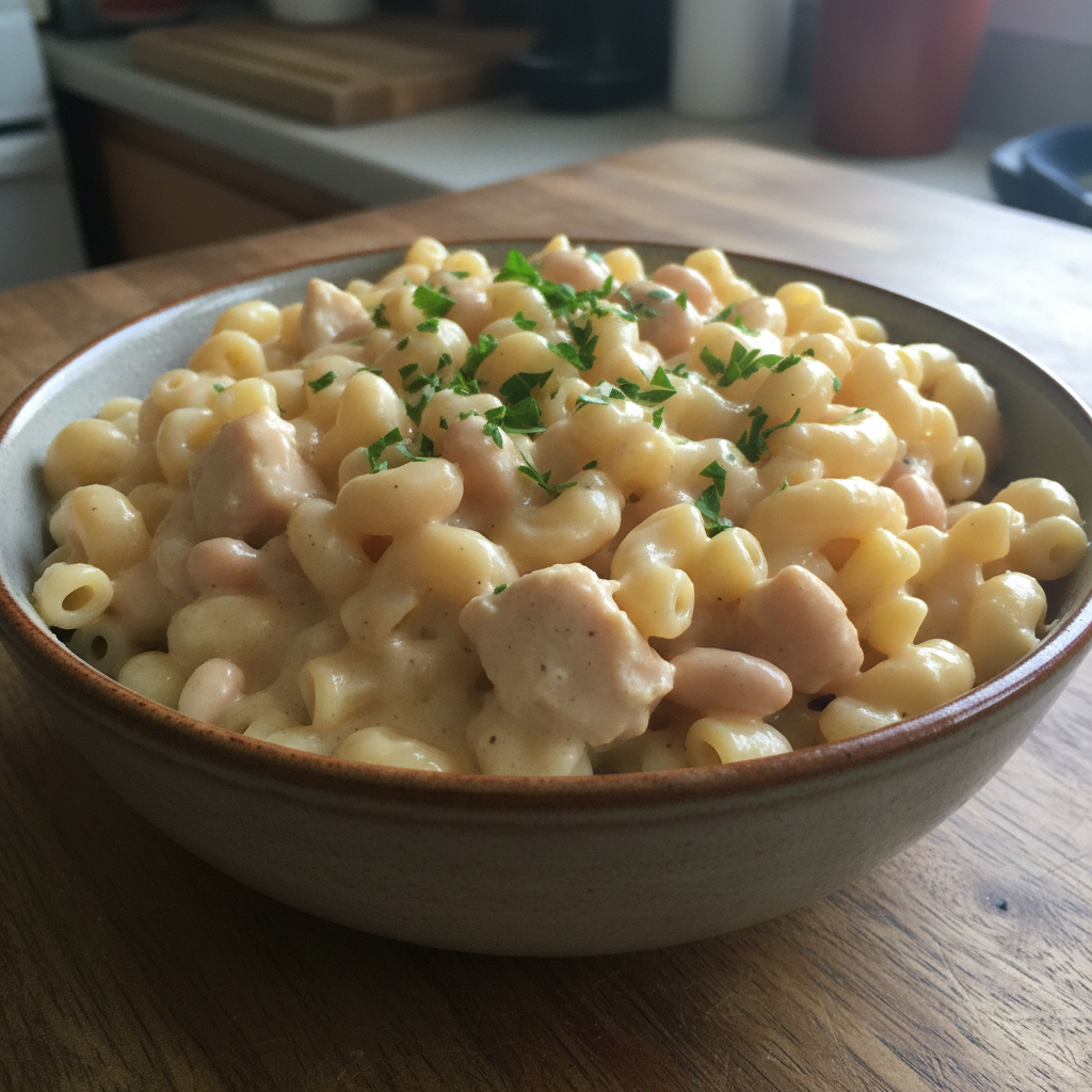 Easy Creamy Chicken Macaroni with White Chilli Flavour