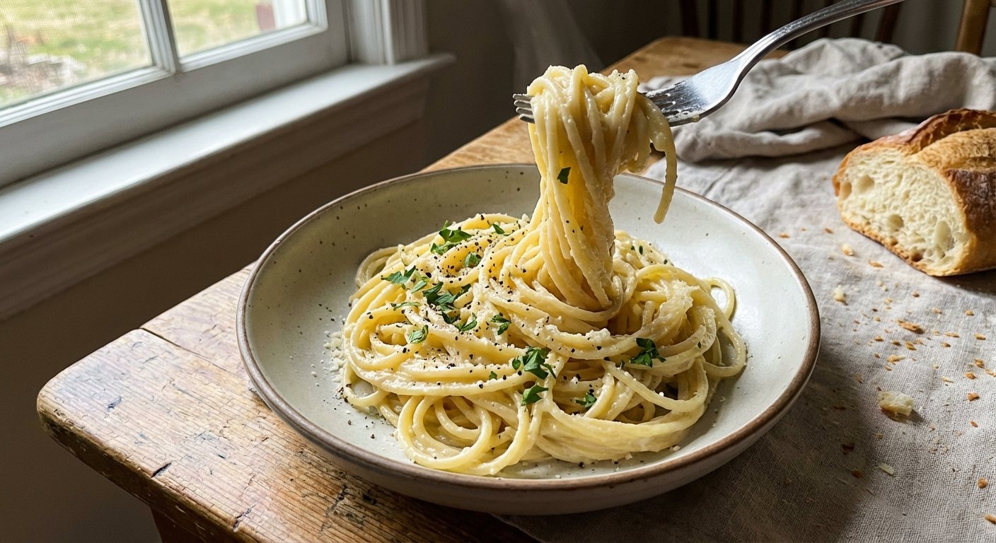 Creamy Potato Water Spaghetti with Pecorino – Quick & Easy