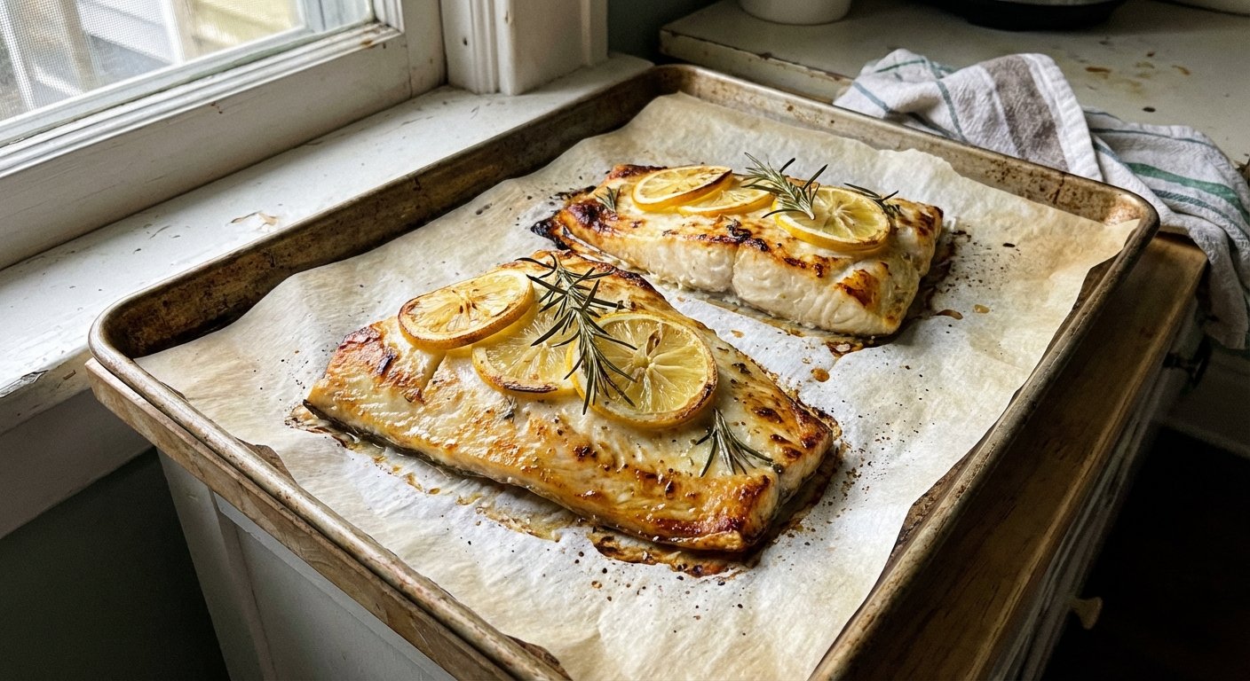 Easy Baked Halibut with Lemon & Rosemary | SmartKitchen30