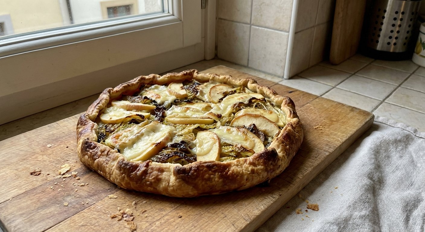 Quick Savoury Cabbage Tart with Apple & Taleggio