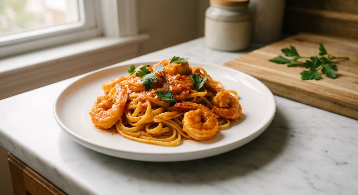 Quick Prawn Linguine with Crab Paste – A Weeknight Treat