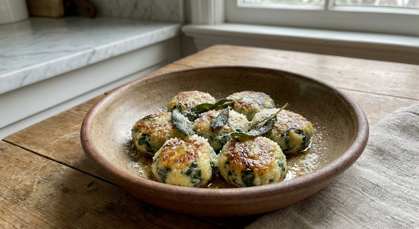 Easy Spinach Ricotta Gnudi with Sage Butter