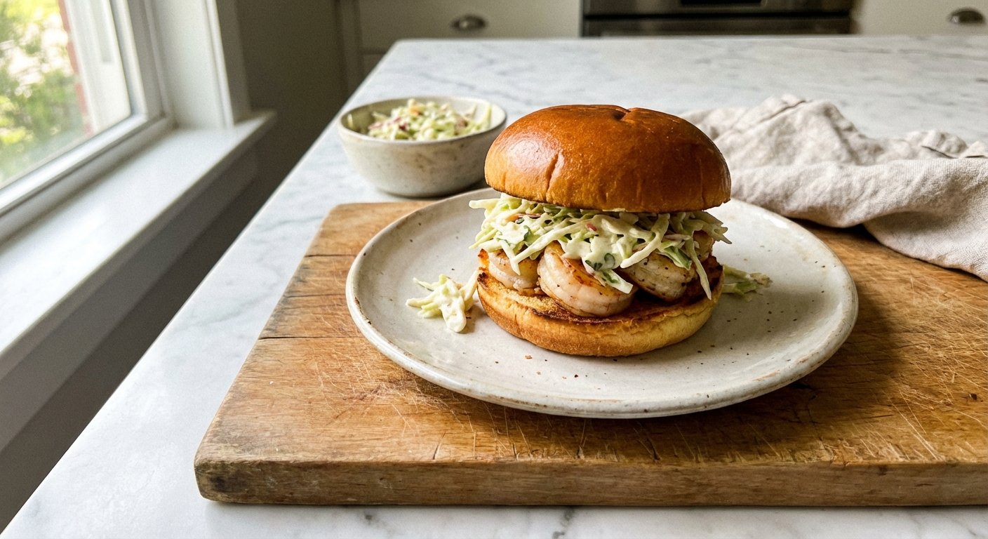Quick Prawn Burgers with Zesty Lime Slaw