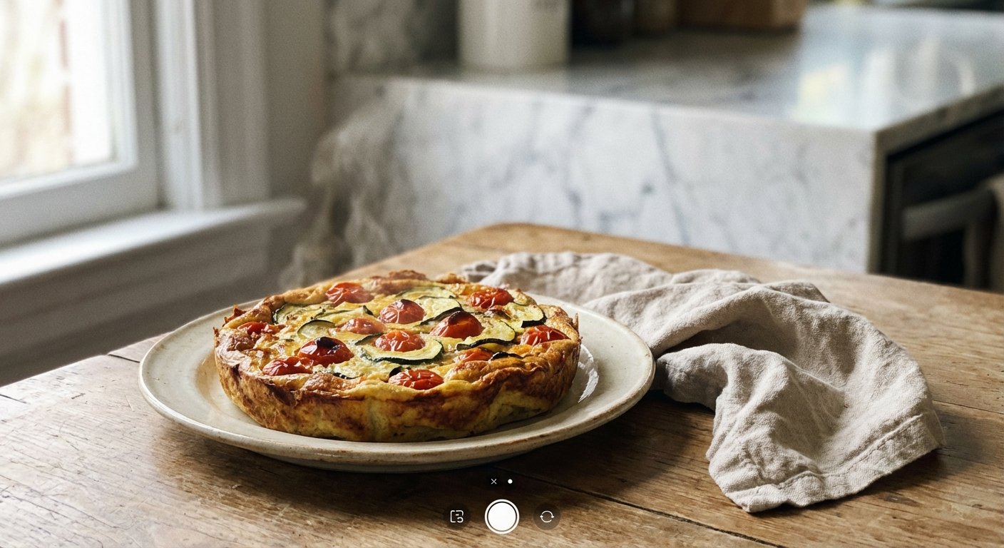 Easy Crustless Quiche with Courgette & Cherry Tomato