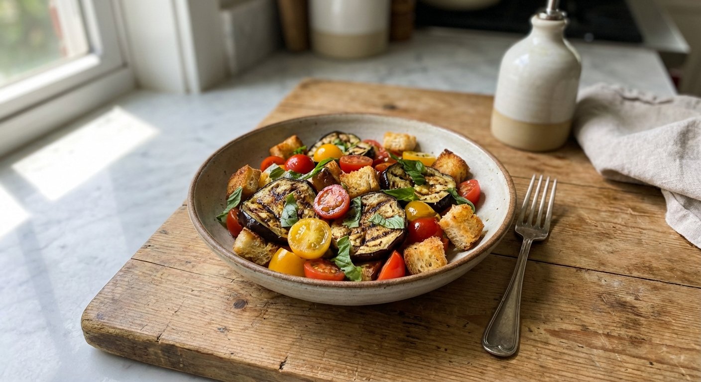 Quick Aubergine Panzanella: Easy Summer Salad Recipe