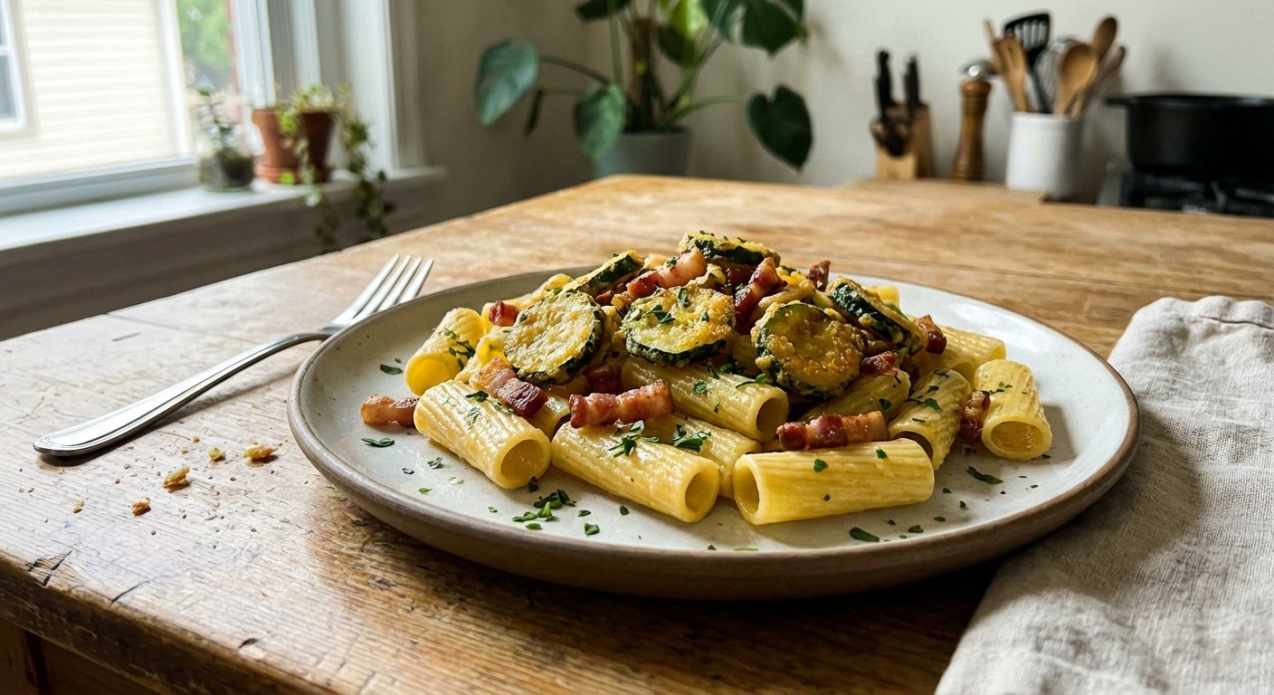 Easy Courgette & Crispy Pancetta Pasta | Quick Dinner