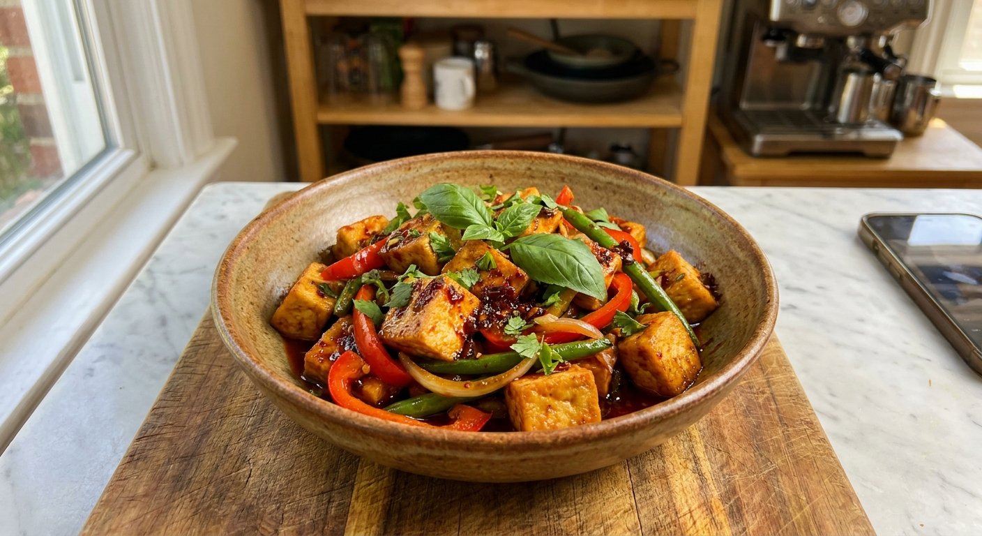 Easy Spicy Tofu Stir-Fry with Peppers & Courgettes