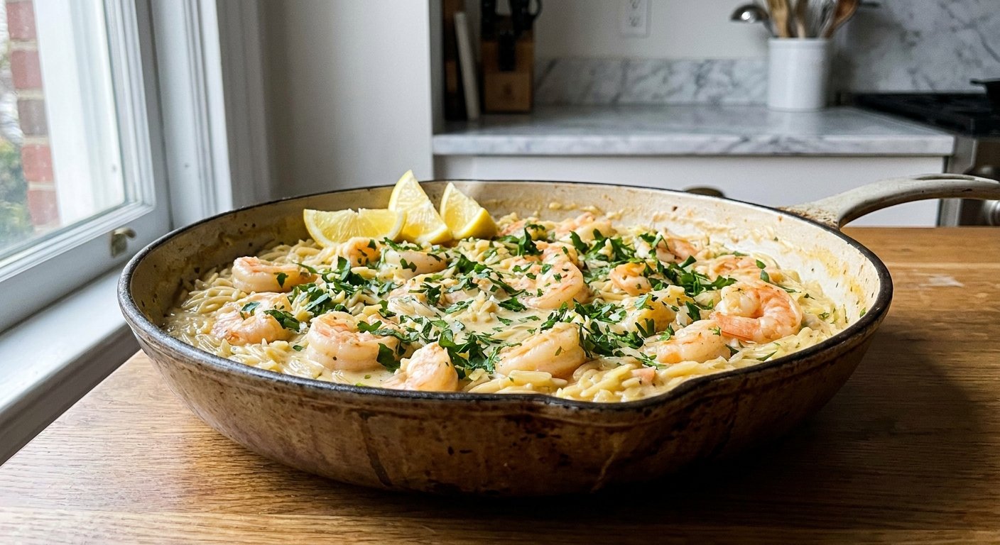 Creamy One-Pot Prawn Orzo with Garlic Butter | SmartKitchen30