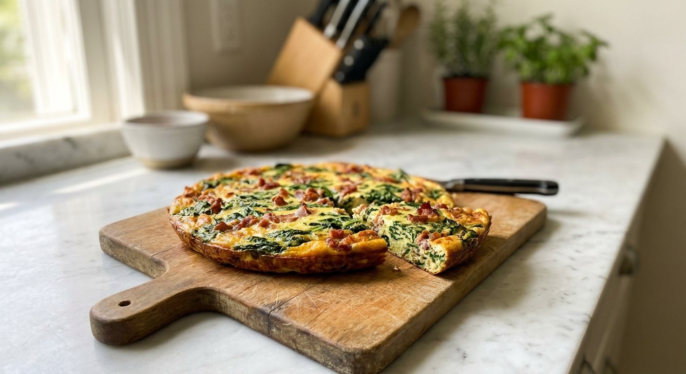 Quick Frittata: Easy Brunch Recipe with Spinach & Pancetta