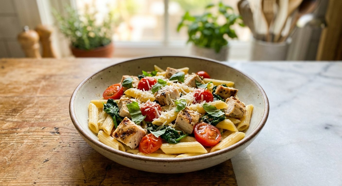 Easy Chicken Penne Pasta with Spinach & Tomatoes – SmartKitchen30